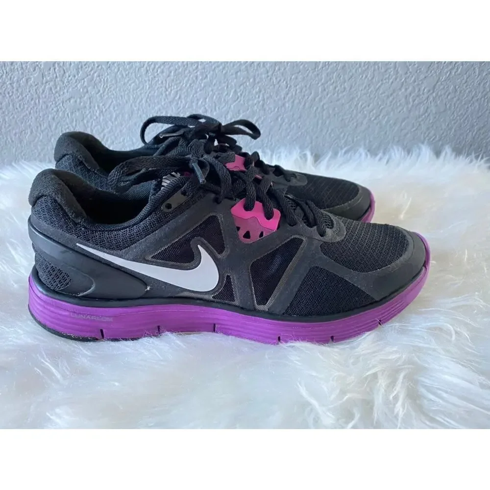 Nike Lunar Fit Sole US 8 Athletic Women's Running Sneakers Black Lace Up